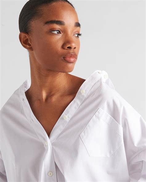 White Embroidered Poplin Shirt 